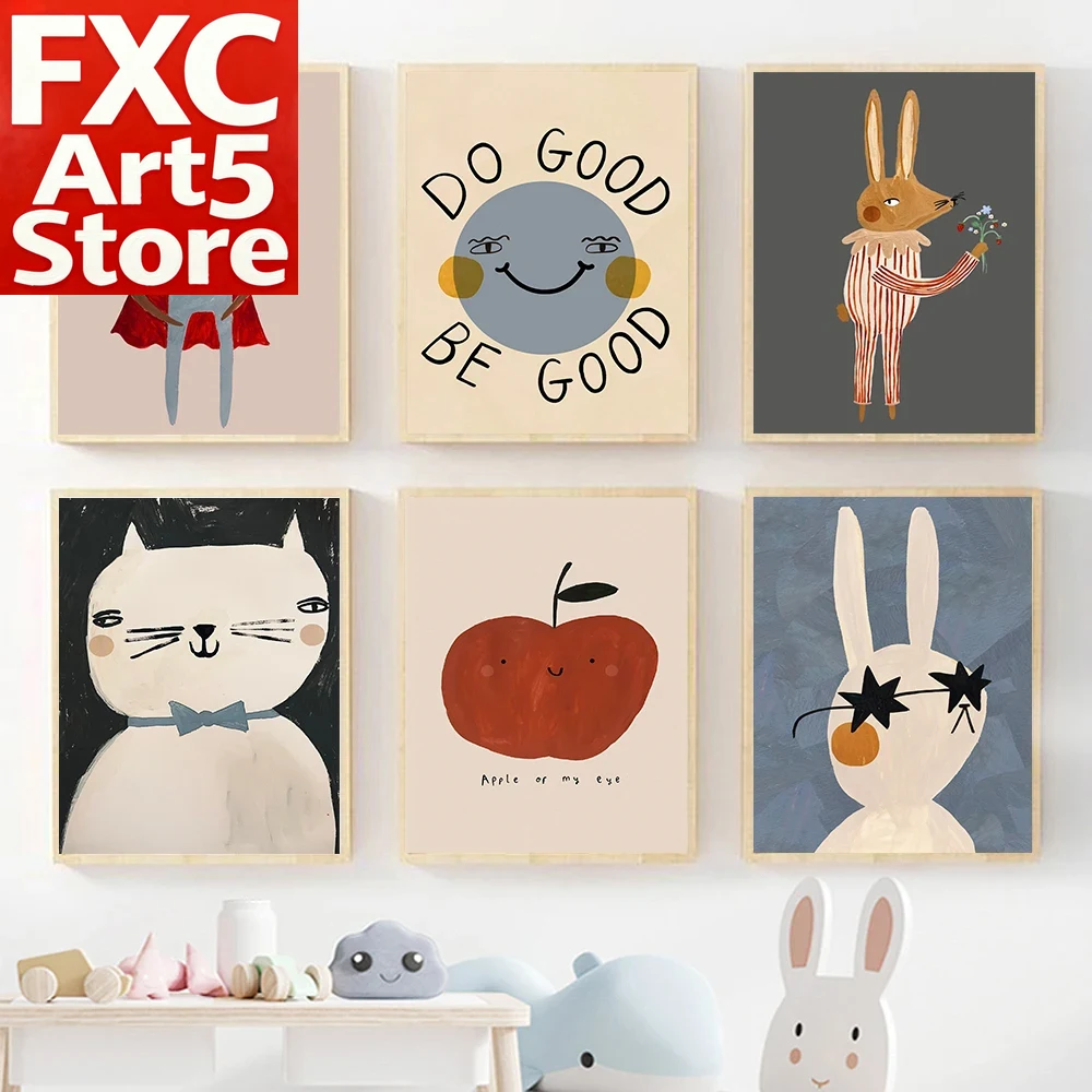 Baby Nursery Quotes - 1PC Frameless Funny Cartoon Rabbit Bear