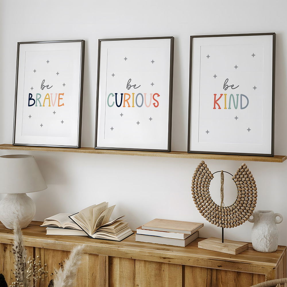 Baby Nursery Quotes - 3pcs Be Brave And Kind Posters