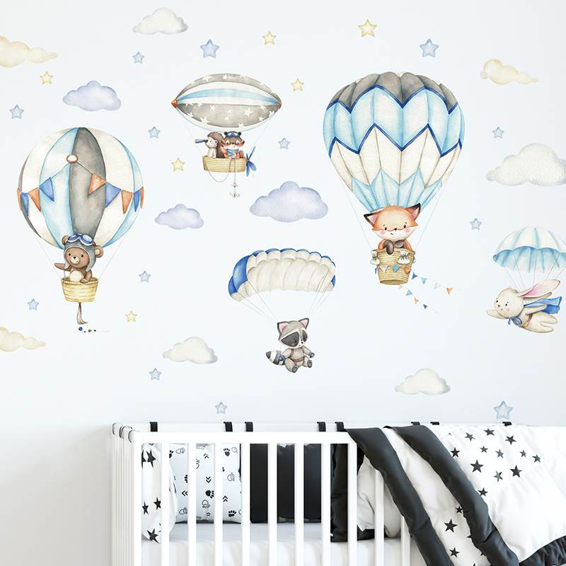 Baby Nursery Products - Cartoon Cute Animals Hot Air Balloon