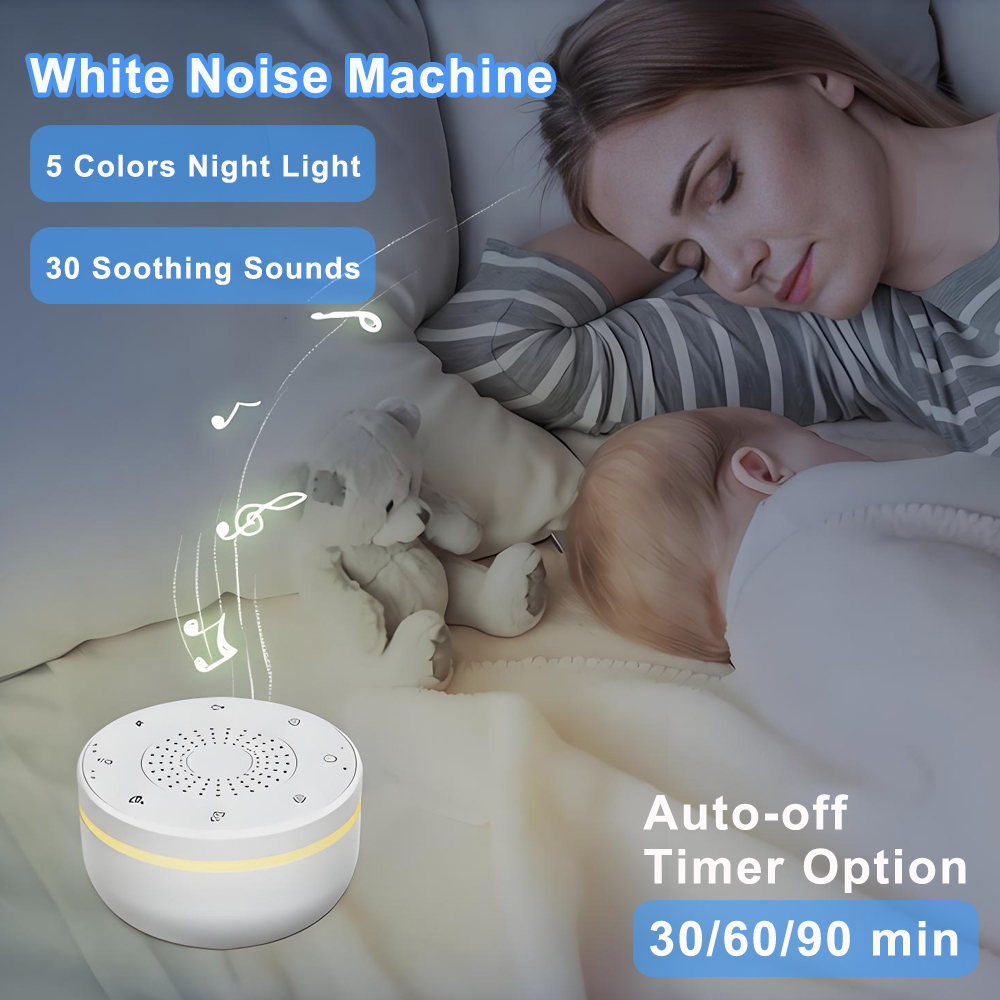 Baby Sound Machine White - Baby White Noise Machine USB Rechargeable
