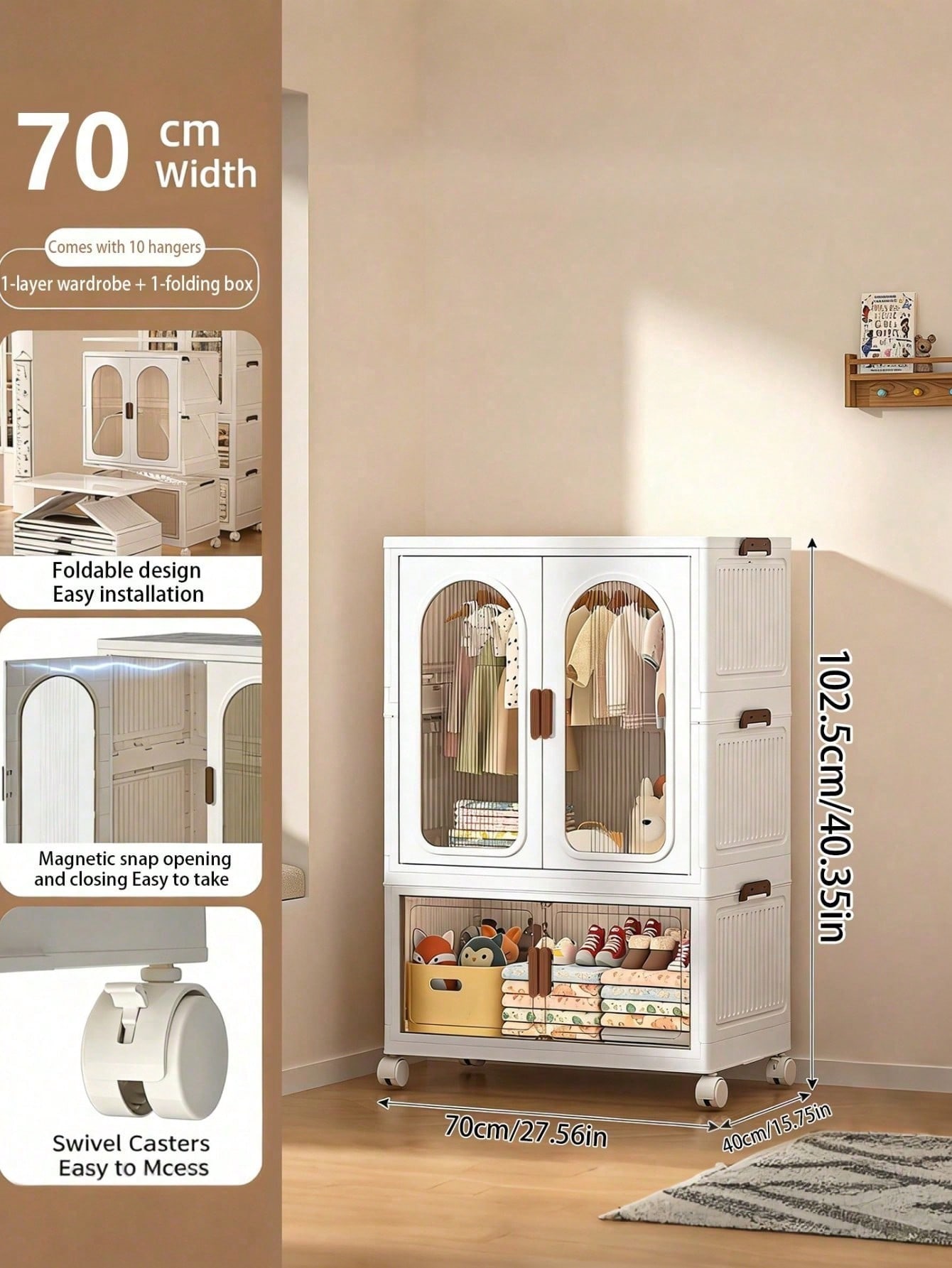 70cm 27.55 Inch Large Foldable - Drawer Dresser White recension och pris