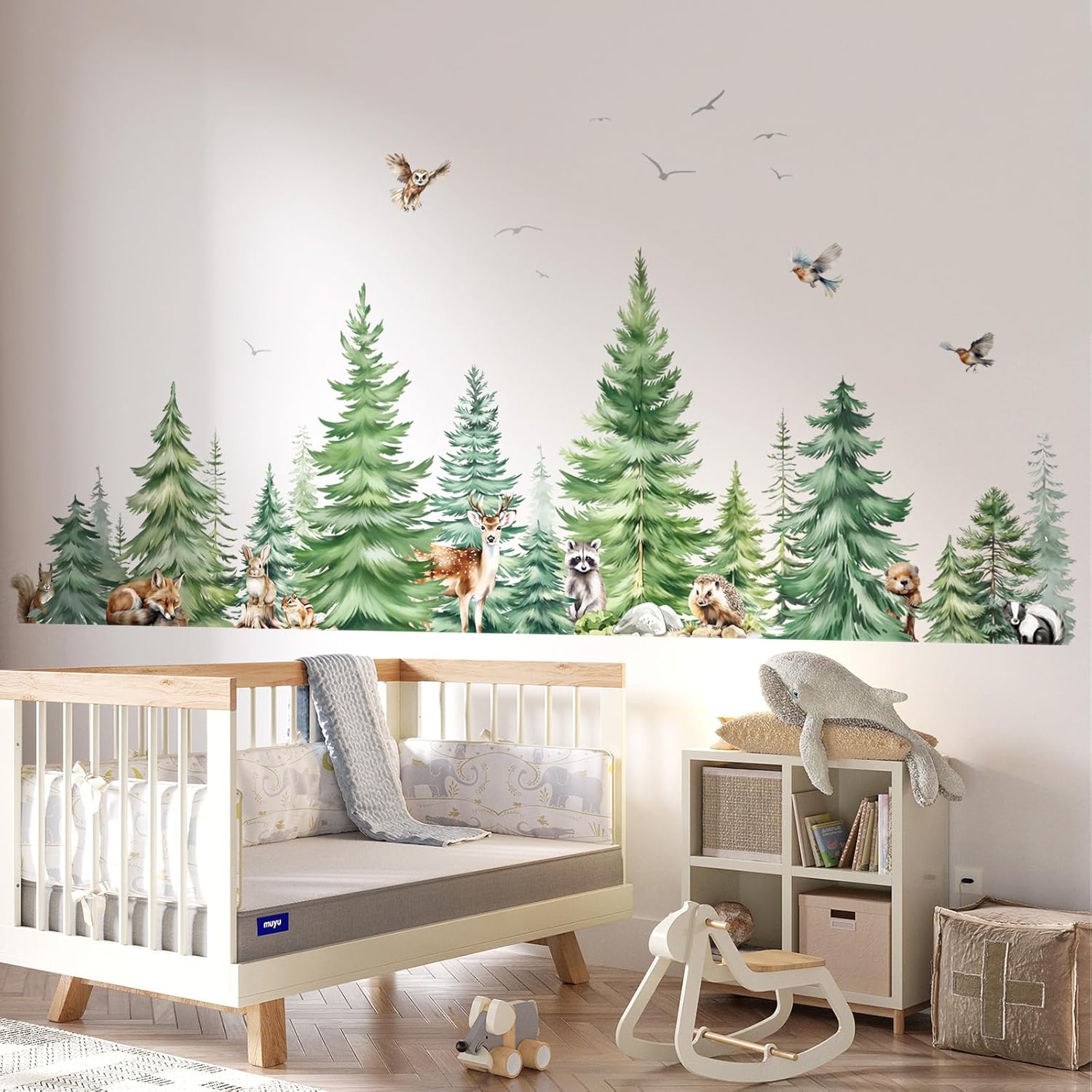 Large Watercolor Pine Tree Ani - Baby Nursery Furniture recension och pris