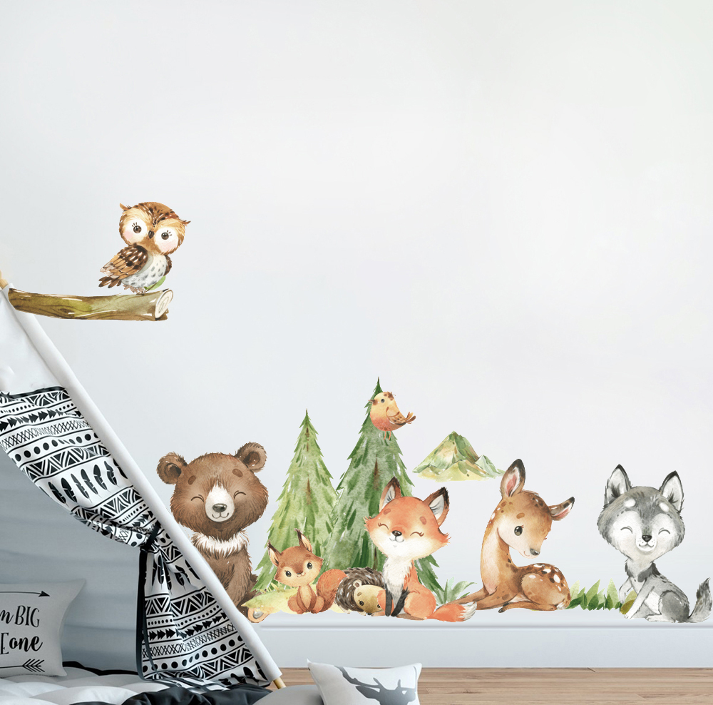Cartoon Watercolor  Forest Ani - Baby Nursery Furniture recension och pris
