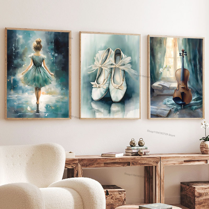 Watercolor Ballet Girl Shoes C - Baby Nursery Girl Room recension och pris
