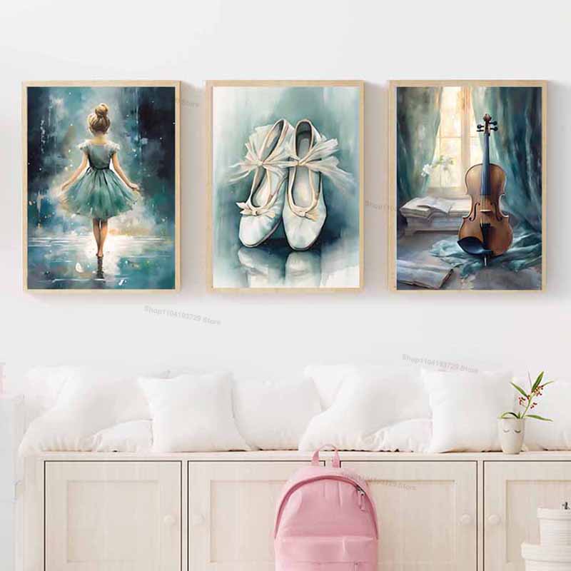 Watercolor Ballet Girl Shoes C - Baby Nursery Girl Room recension och pris