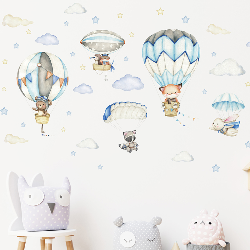 Cartoon Cute Animals Hot Air B - Baby Nursery Products recension och pris