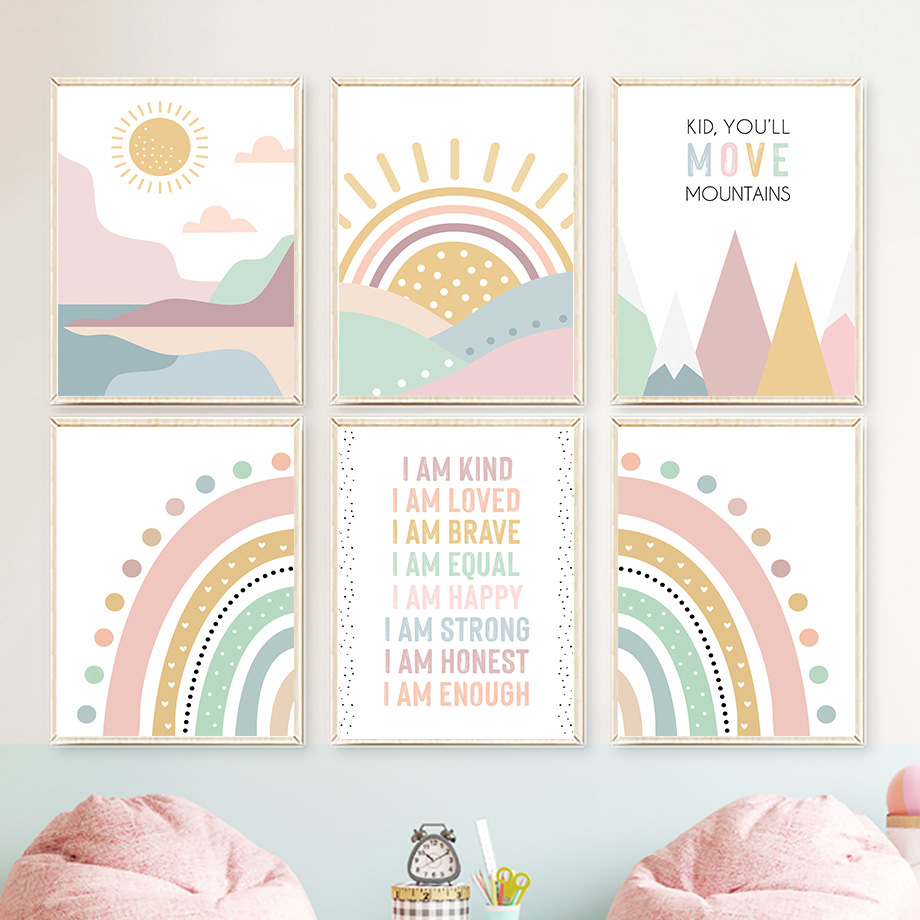 Pink Mountain Sun Rainbow Quot - Baby Nursery Quotes recension och pris