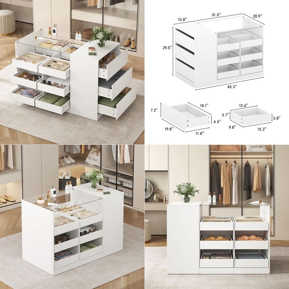 Closet Island with Drawers, Wa - Drawer Dresser White recension och pris