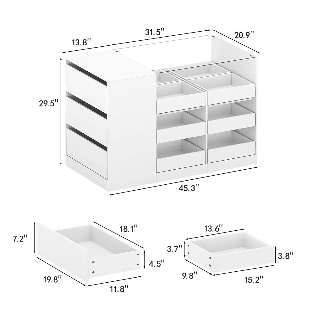 Closet Island with Drawers, Wa - Drawer Dresser White recension och pris