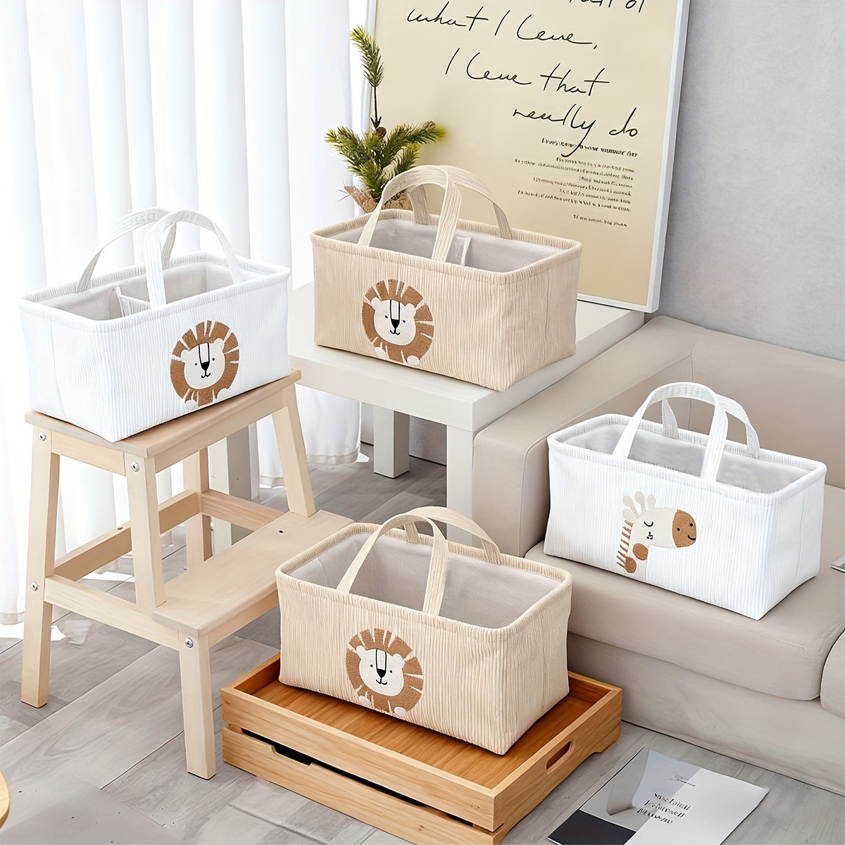Cute Lion Diaper Caddy Foldabl - Baby Nursery Organization Ideas recension och pris