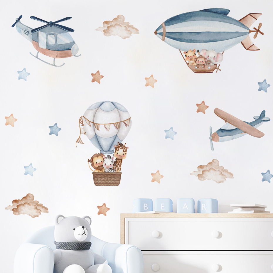 Watercolor Animals Hot Air Bal - Baby Nursery Furniture recension och pris