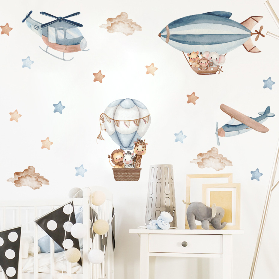 Watercolor Animals Hot Air Bal - Baby Nursery Furniture recension och pris