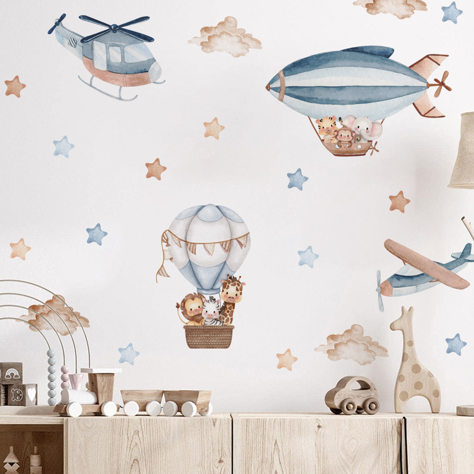 Watercolor Animals Hot Air Bal - Baby Nursery Furniture recension och pris