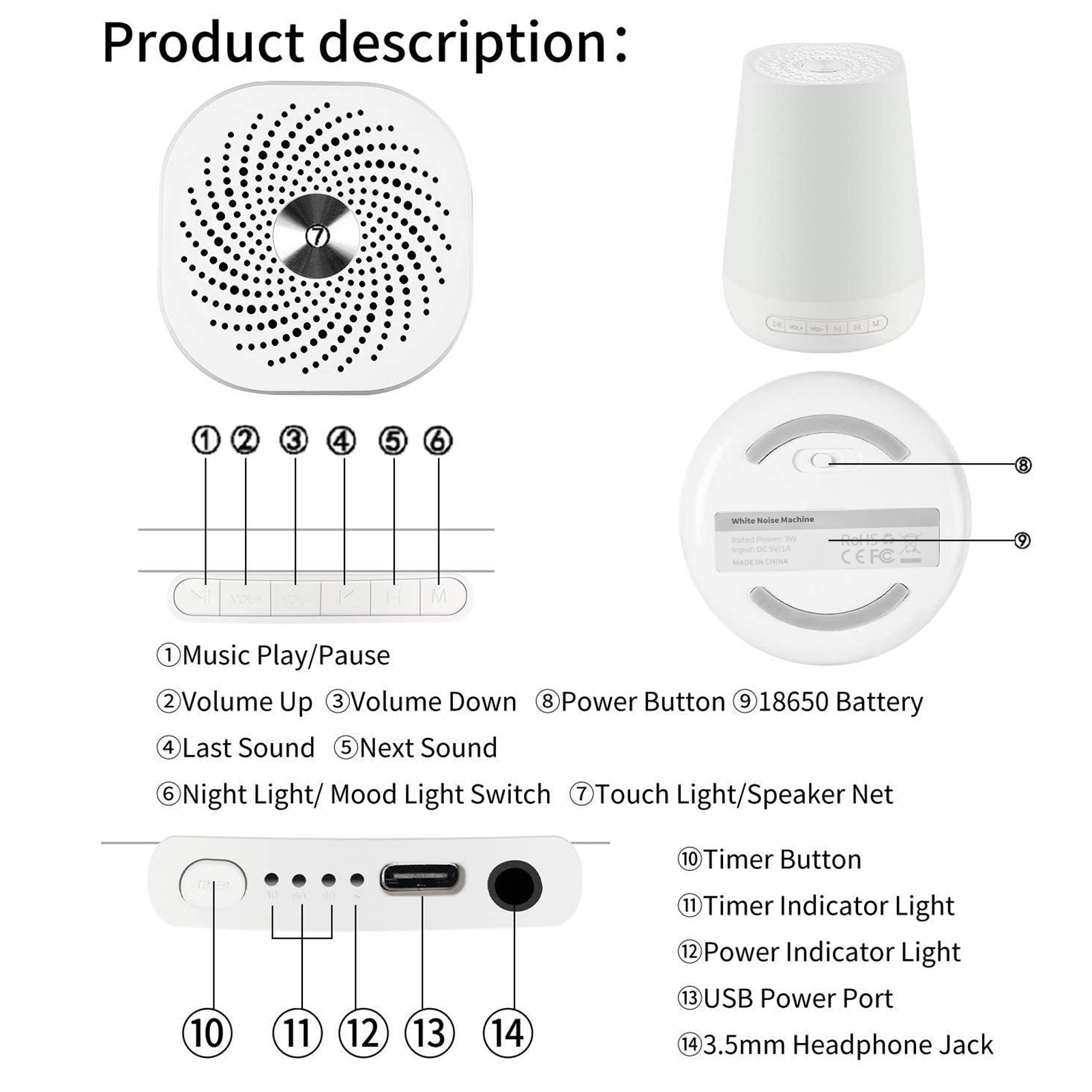 White Noise Sound Machine Baby - Baby Sound Machine White recension och pris